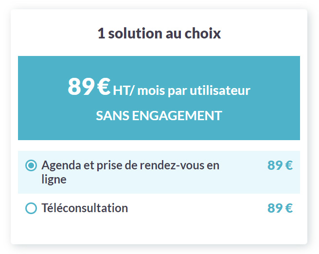 Tarif 1 : 89€ TTC/mois par utilisateur