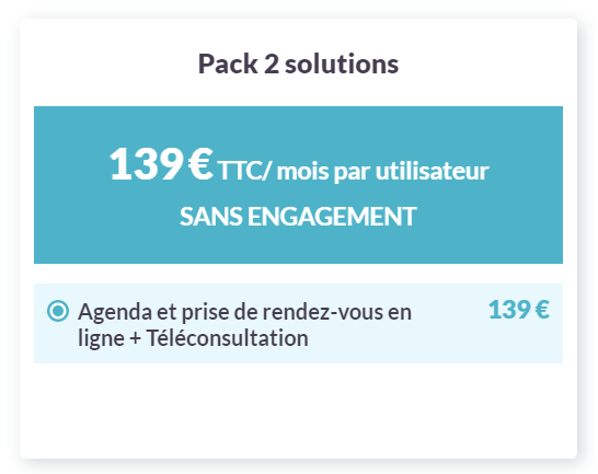 Tarif 2 : 139€ TTC/mois par utilisateur