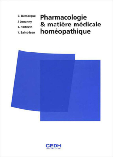 Pharmacologie et matière médicale homéopathique