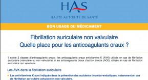 Anticoagulants oraux et fibrillation auriculaire : une fiche de bon usage de la HAS