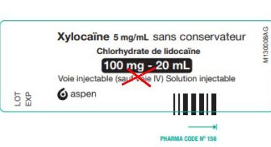 Xylocaïne 5 mg/ml : erreur d’étiquetage