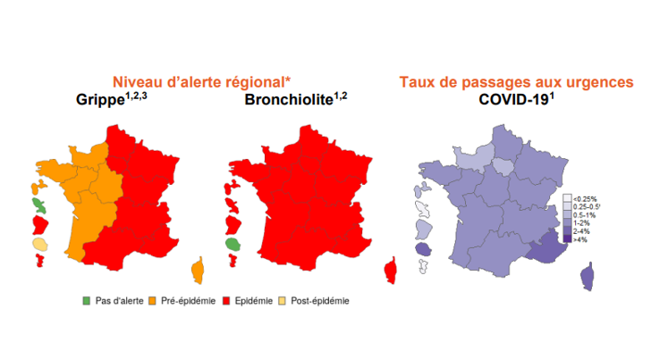 Infections hivernales : grippe en hausse, bronchiolite en baisse