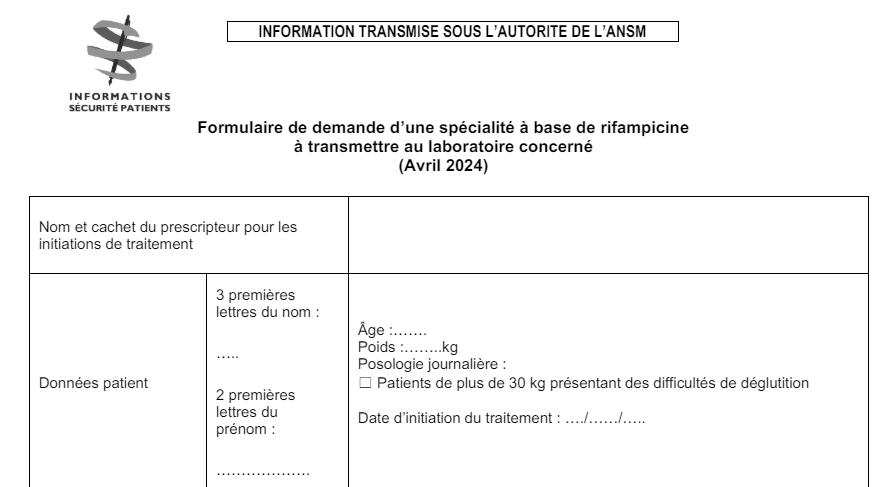 Médicaments à base de rifampicine : prescription initiale réservée à certains médecins