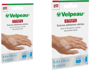 Velpeau Strips, sutures adhésives